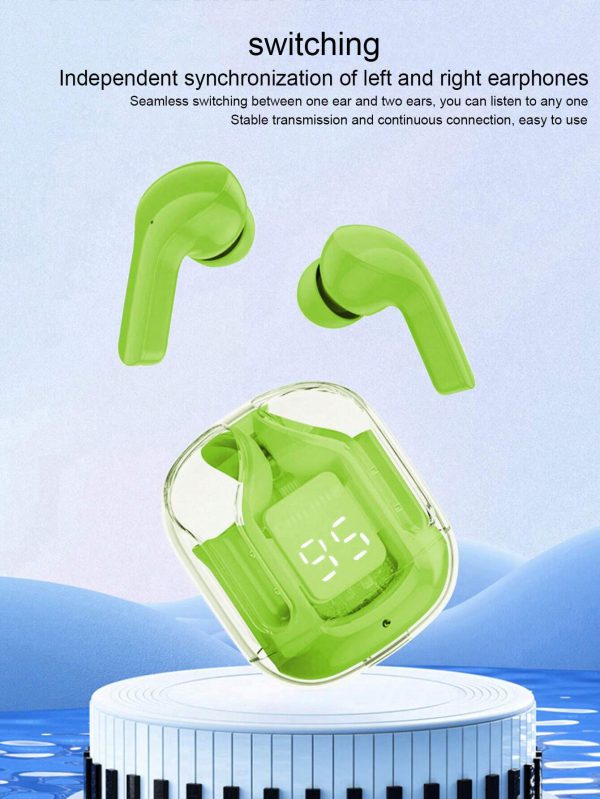 Air31 Earbuds Wireless Crystal Transparent Body – With Silicone Pouch ( Random Color )