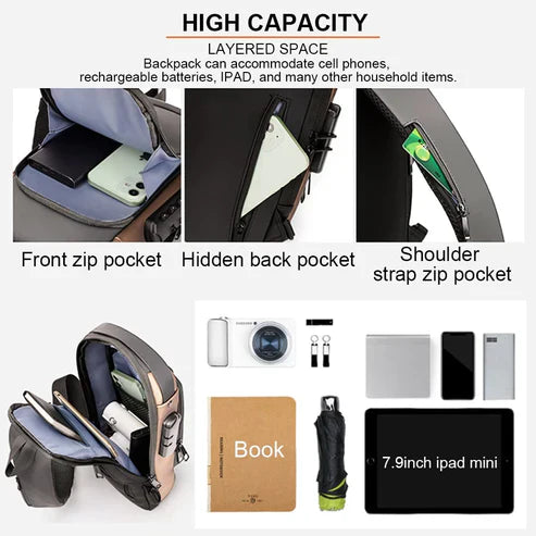 Chest Bag Multifunction Crossbody Sport Running Travel Sling Pack Anti-theft Usb Charge Shoulder Messenger Pack Luxury Brand Men (random Color)