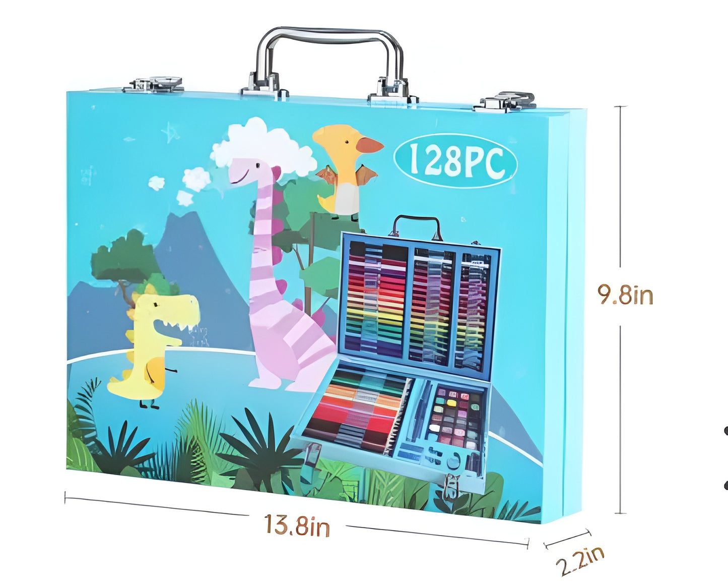 128 Pieces Color Kit Art Box, Portable Drawing Suitcase With Crayons, Oil Pastels, Colored Pencils, Watercolours (random Color)