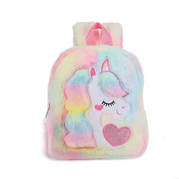 Unicorn Kids School Bag, Plush Cute Fluffy Pastel Kids Bag Random Color