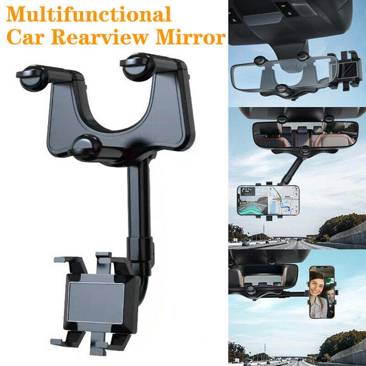 Spin Mirror Mobile Holder | Rearview Mirror Phone Holder For Car Multifunctional 360° Rotatable Retractable Car Phone Holder Mount,universal Cell Phone Holder Fit All Car And Phone