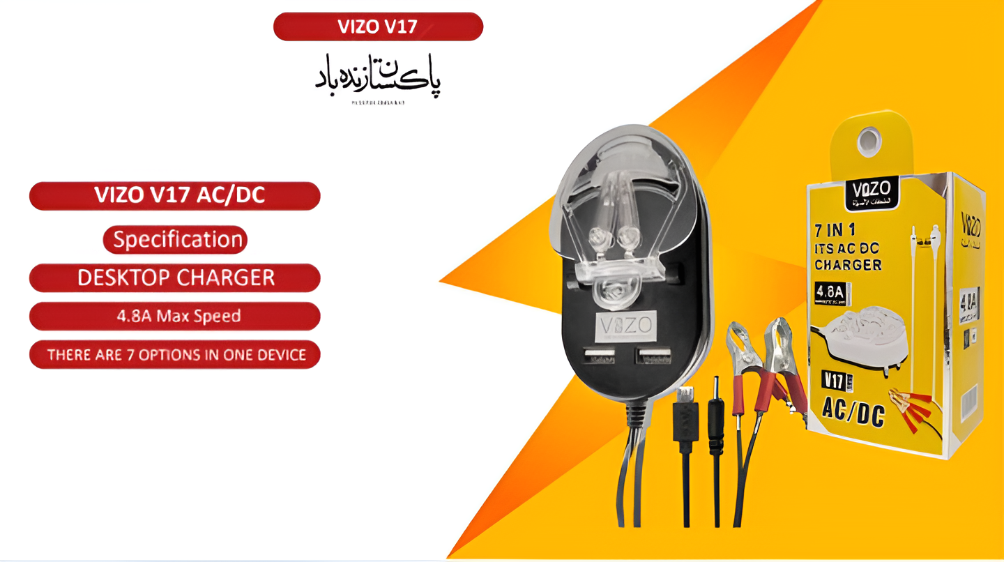 Vizo V17 Ac/dc Clamp Charger With 2 Usb Prots