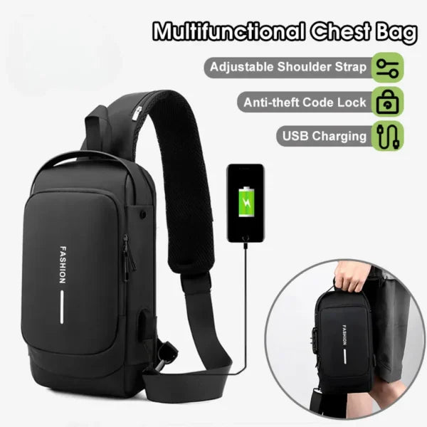 Chest Bag Multifunction Crossbody Sport Running Travel Sling Pack Anti-theft Usb Charge Shoulder Messenger Pack Luxury Brand Men (random Color)