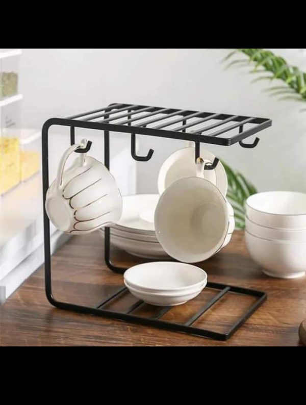 Cup Drying Rack, Metal 6 Cup Silicone Protective Hooks Non-slip Bottle Drying Holder Tree For Glasses