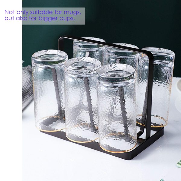 Cup Drying Rack, Metal 6 Cup Silicone Protective Hooks Non-slip Bottle Drying Holder Tree For Glasses