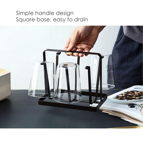 Cup Drying Rack, Metal 6 Cup Silicone Protective Hooks Non-slip Bottle Drying Holder Tree For Glasses