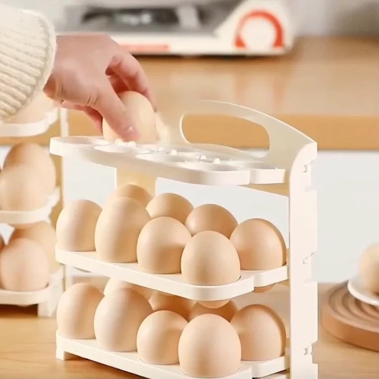 3 Layer Folding Egg Tray | 24 Grid Foldable Egg Holder Storage Rack