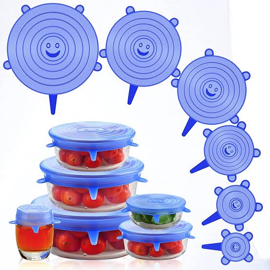 6pcs Kitchen Reusable Silicone Seal Lid, Universal Silicone Stretch Lids For Food Preservation, Vacuum Food Storage, Bowl Cover And Cookware Cover For Kitchen And Home