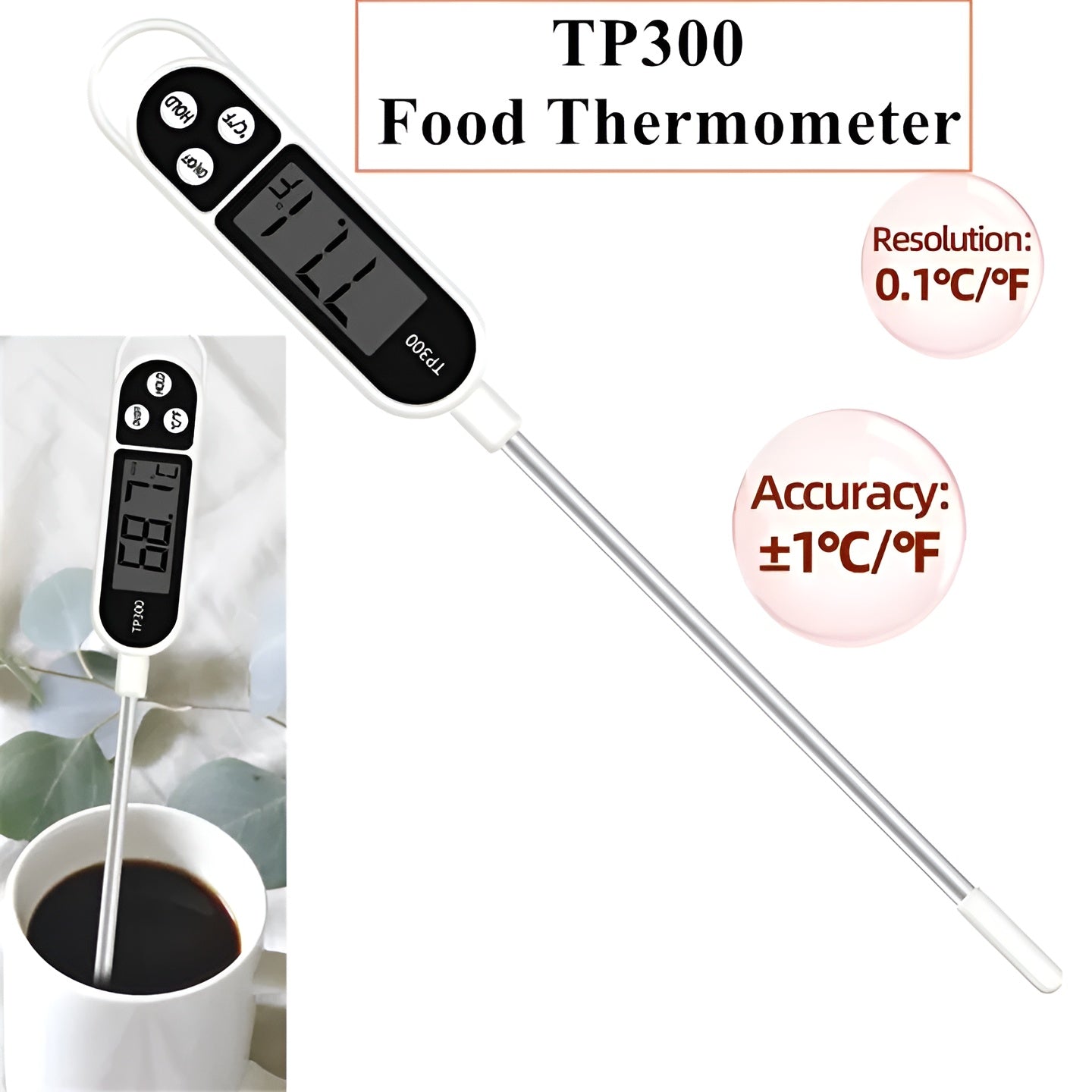 Food Thermometer Tp300 Digital Kitchen Thermometer For Meat Water Milk Cooking Food