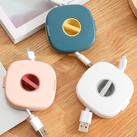 Portable Round Rotatable Wire Cable Storage Box Data Line Box Mobile Phone Charging Cable Winder Protective Wire Cable Organizer (random Color)