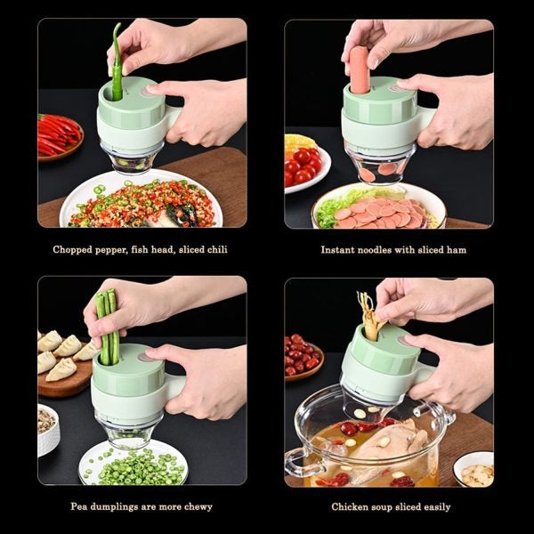 4 In1 Multifunctional Electric Vegetable Chopper And Slicer Set