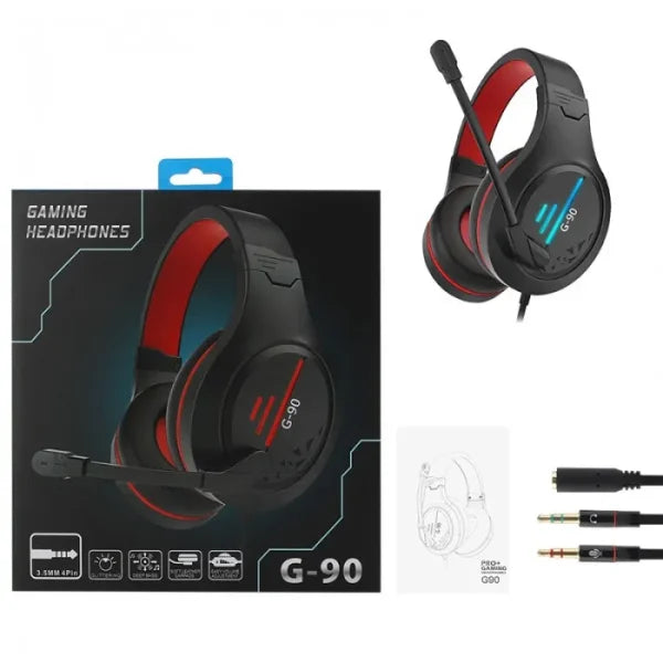 G90 Gaming Headset – G90 Gaming Headphone Big Headphones With Light Mic Stereo Earphones Deep Bass For Pc Computer Gamer Laptop