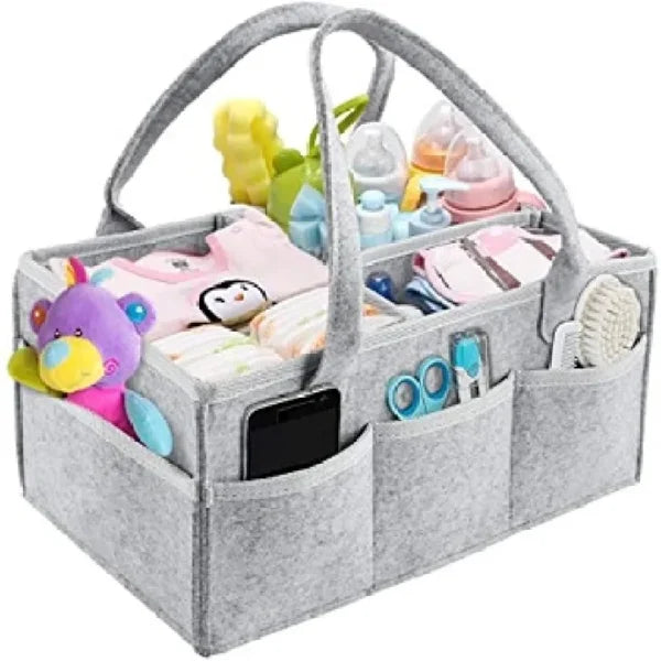 Foldable Baby Diaper Caddy Organizer – Portable Storage Basket – Essential Bag For Nursery, Changing Table And Car – Waterproof Liner Is Great For Storing Diapers, Bottles