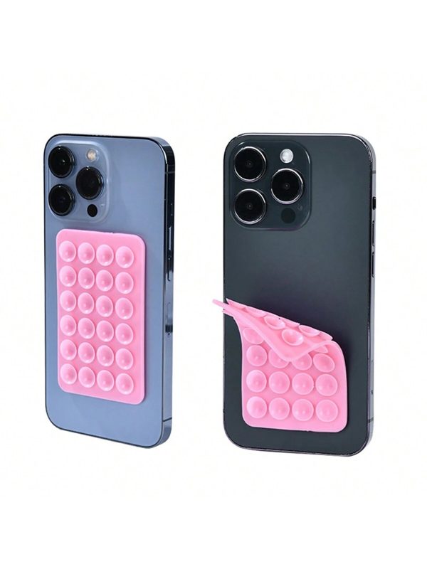 Square Single Side Suction Cups Cell Phone Holder Universal Leather Case Silicone Pad (random Colour)