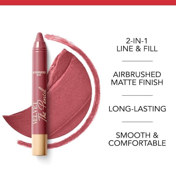 Bourjois – Lipstick And Lip Liner 2 In 1 Velvet The Pencil – 03 In Mauve Again