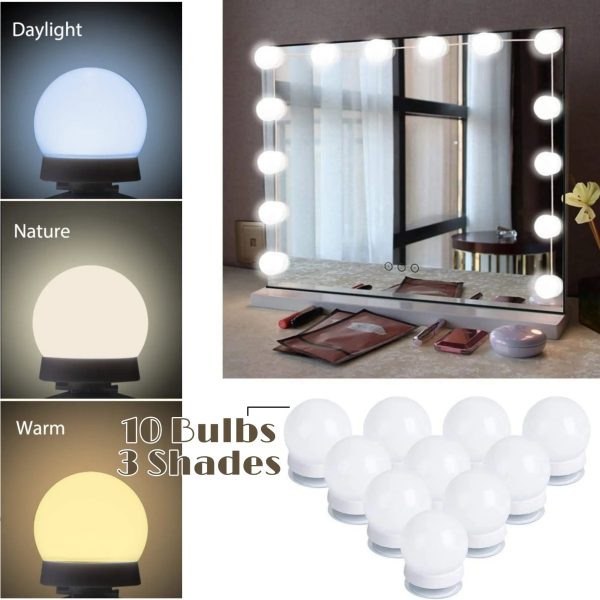 Vanity Light Led Bulbs For Makeup Mirror Stand 10 Bulbs With 3 Light Modes