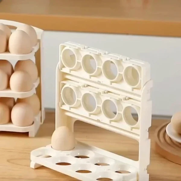 3 Layer Folding Egg Tray | 24 Grid Foldable Egg Holder Storage Rack