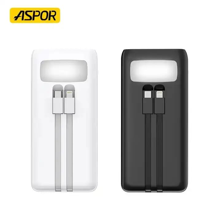 Aspor A350 50,000mah – Fast Charging With Built-in Flashlight Power Bank For Mobile And Laptops (random Color)