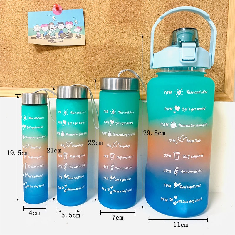 Pack Of 4 In 1 Water Bottle With Time Marker To Drink Motivational Water Bottle (capacity 300ml 800ml 1700ml 3300ml Random Color)