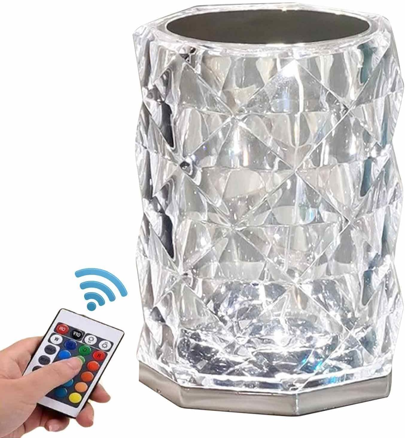 Crystal Lamp,remote Control Bedside Table Lamp Size (4.92*3.54inch)