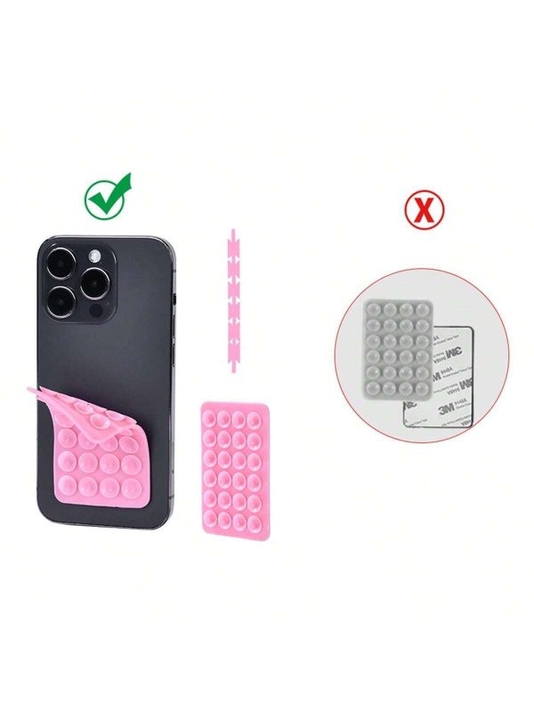 Square Single Side Suction Cups Cell Phone Holder Universal Leather Case Silicone Pad (random Colour)