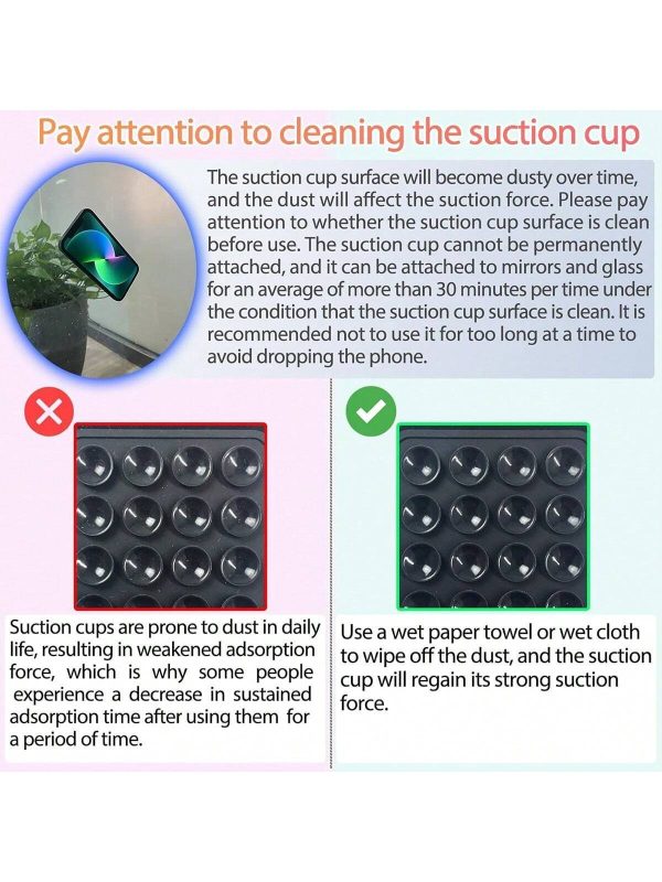 Square Single Side Suction Cups Cell Phone Holder Universal Leather Case Silicone Pad (random Colour)