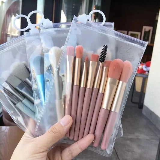 8pcs Portable Travel Soft Makeup Brush Set Random Colors