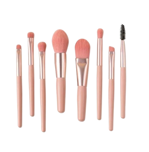 8pcs Portable Travel Soft Makeup Brush Set Random Colors