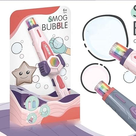 Amusing Toy Elastic Smog Bubble Machine With Bubble Water Bubble Wand Heart Toy (random Color)