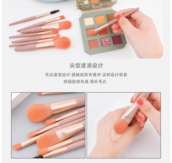 8pcs Portable Travel Soft Makeup Brush Set Random Colors