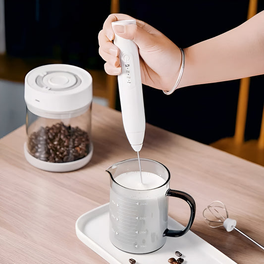 Handheld Electric Milk Frother Whisk Egg Beater Usb Rechargeable Coffee Blender Mixer Foamer Food Blender (random Color)