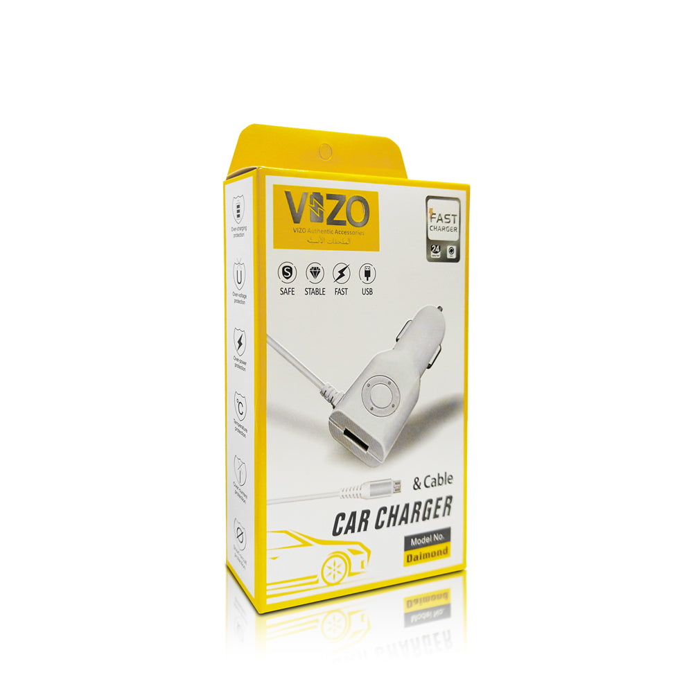 Vizo Diamond Car | Android Iphone Phone Charger With Data Cable | Travel Charger