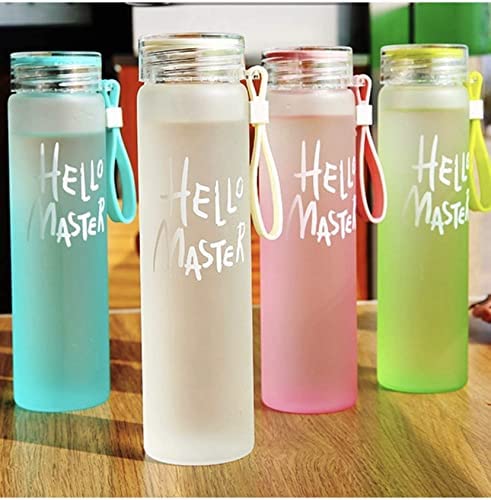 Hello Master Crystal Glass Water Bottle And Plastic Lid With Box 480 Ml (random Color)