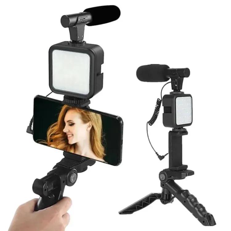 Video Making Kit Mobile Vlogging Tripod Triple Band Light