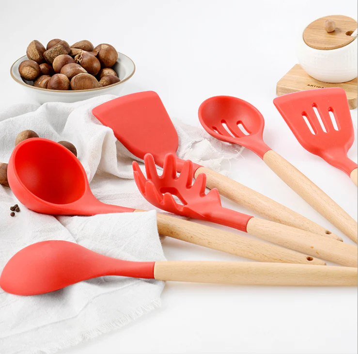 12pcs Silicone Kitchenware Cooking Utensils Set Heat Resistant Kitchen Non-stick Cooking Utensils (random Color)