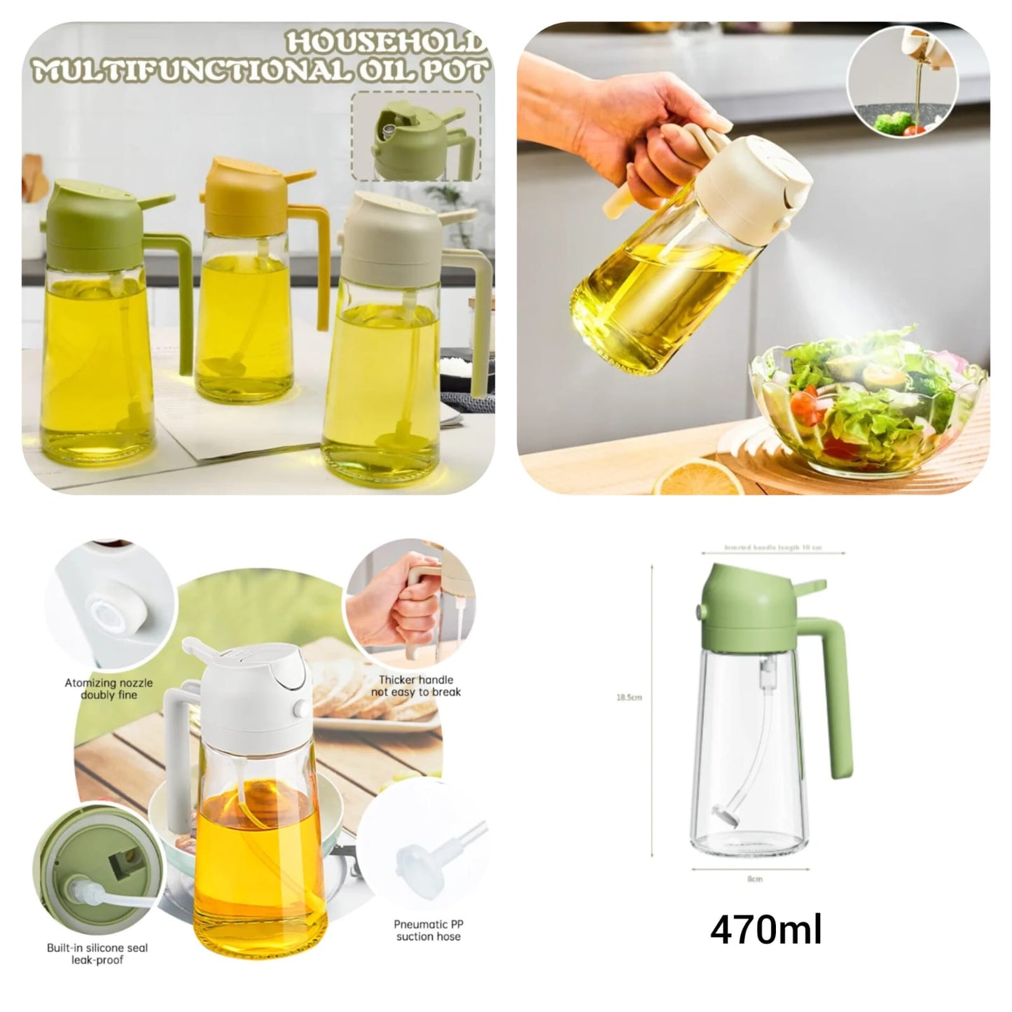 2 In 1 Oil Spray Jug – 470ml (random Color)