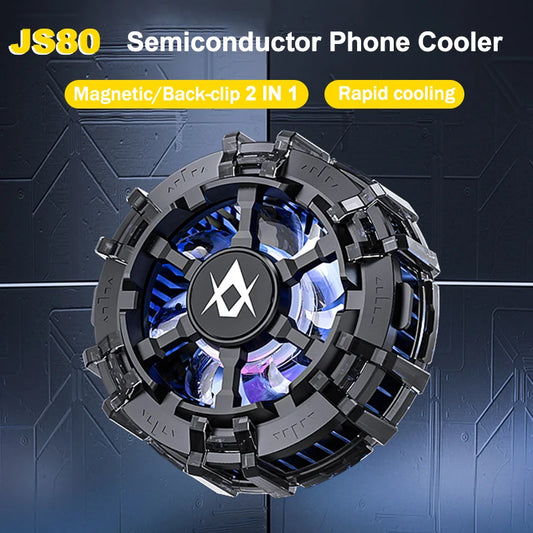 Js80 Mobile Phone Cooler Magnetic/back Clip 2 In 1 Semiconductor Cooling Fan For Iphone Android Cool Radiator (random Color)