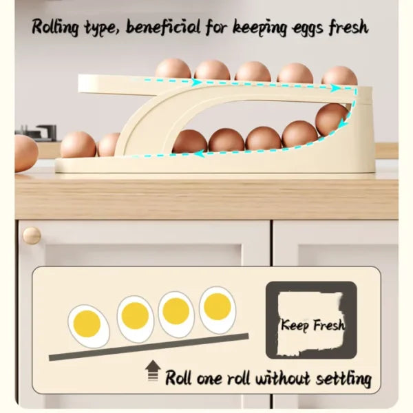 Egg Organizer Automatic Scrolling Egg Rack, Double Layer Egg Storage Tray ( Random Colors )