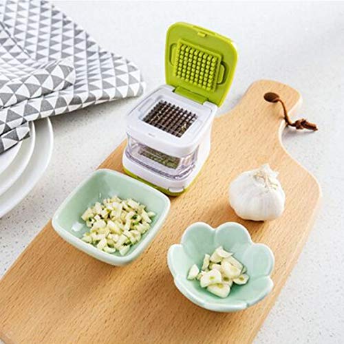 Garlic Press With 2 Stainless Steel Blades, Effortless Garlic Cube Crusher Chopper Cutter Squeezer Home Kitchen Hand Tool