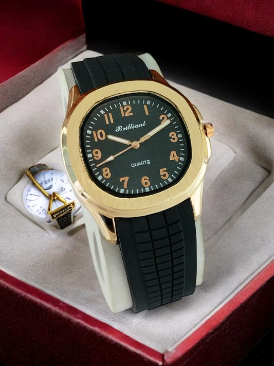 (abd )brilliant Class Rubber Strap Watch For Men (random Color)