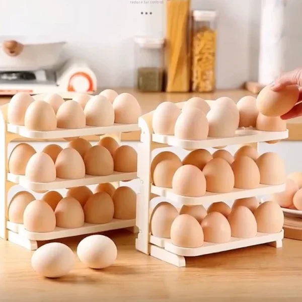 3 Layer Folding Egg Tray | 24 Grid Foldable Egg Holder Storage Rack