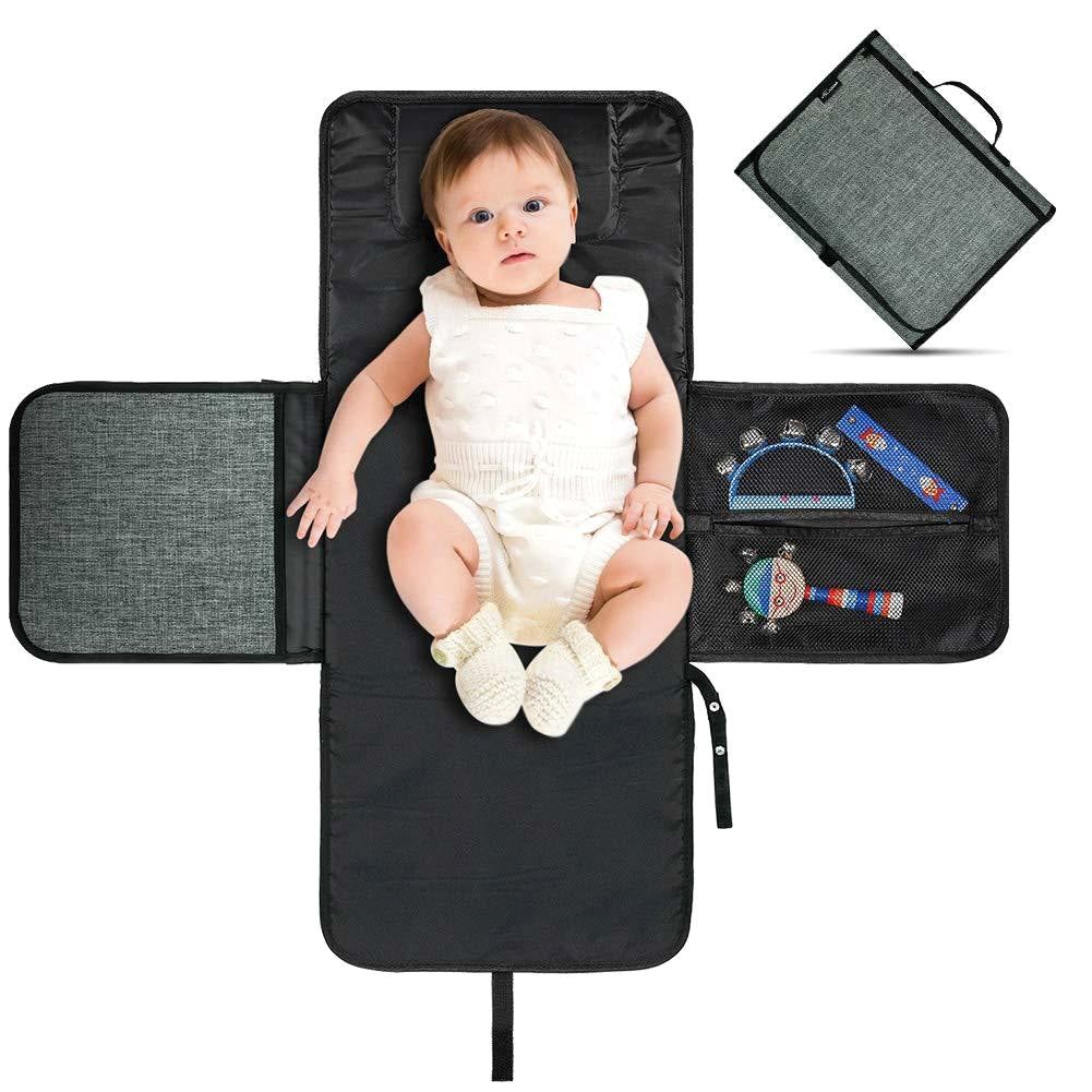 Baby Diaper Changing Mat 2 Pockets For Wipes And Pampers Waterproof Foldable Washable Sheet Portable Diaper Changing Pad – Each