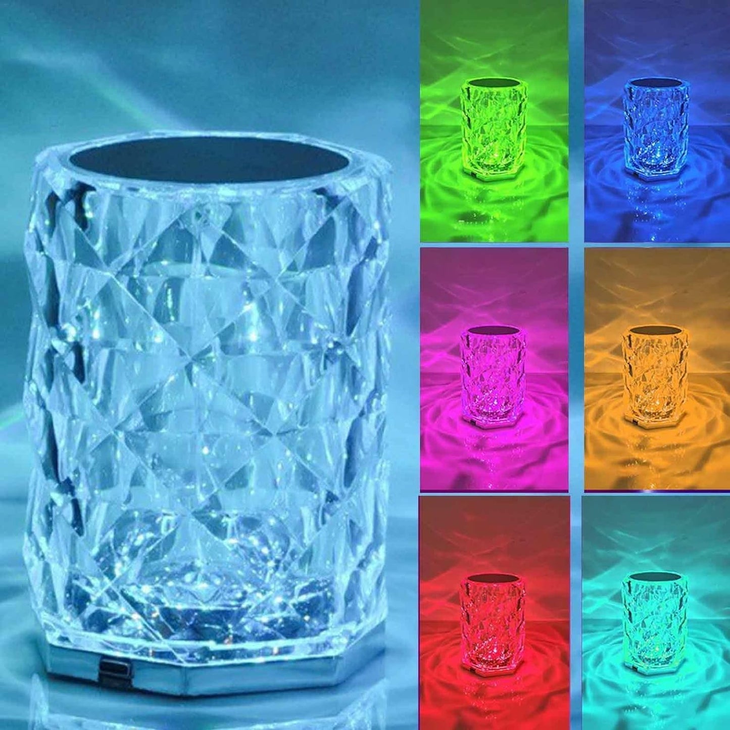 Crystal Lamp,remote Control Bedside Table Lamp Size (4.92*3.54inch)