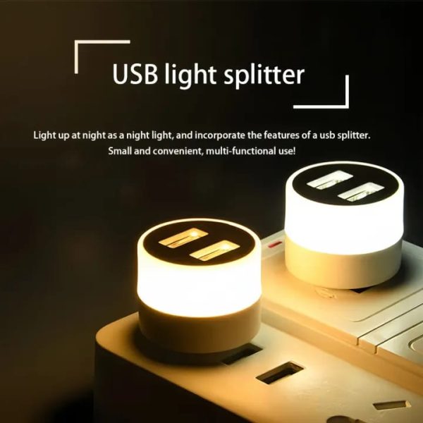 Portable Usb Night Light Splitter With 2 Ports For Laptop,pc And Charging