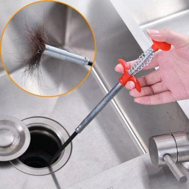 Stainless Steel Hair Catching Drain Cleaner Wire Spring Sink Cleaning Stick 90cm