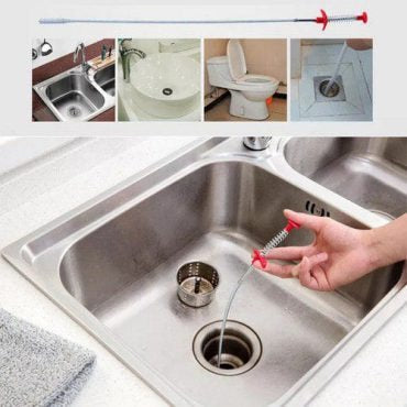 Stainless Steel Hair Catching Drain Cleaner Wire Spring Sink Cleaning Stick 90cm