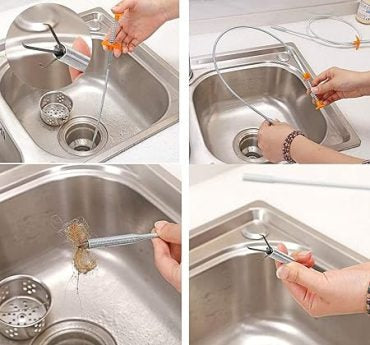 Stainless Steel Hair Catching Drain Cleaner Wire Spring Sink Cleaning Stick 90cm