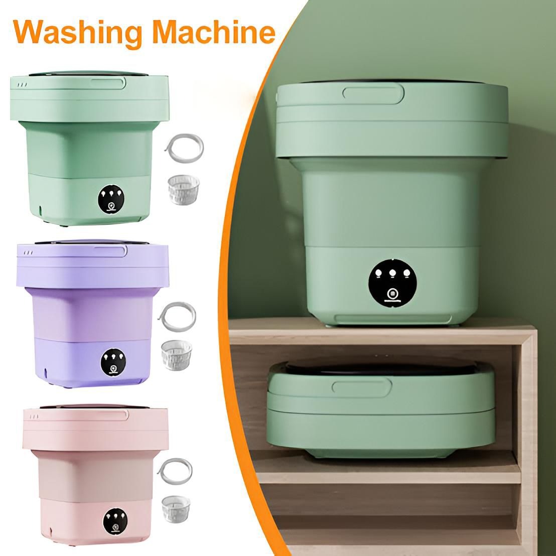 6.5l Portable Foldable Washing Machine With Detachable Drain Basket Random Color