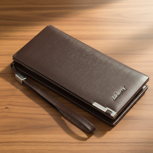 Brown Wallet – Wooden Desk
