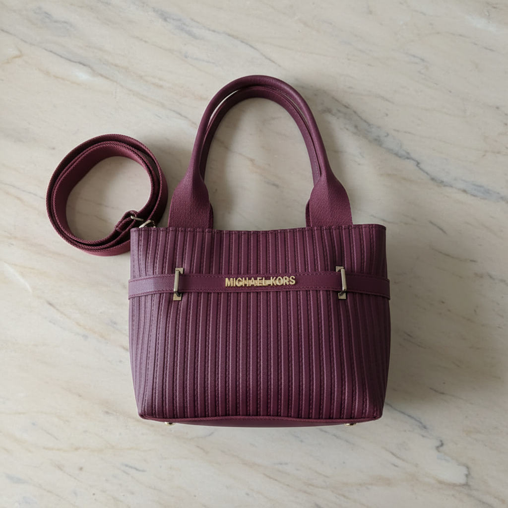 Burgundy Bag – Marble Background